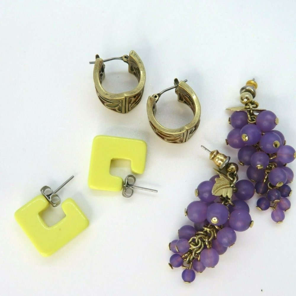 Vintage Pierced Earrings Lot of 3 Pairs Wire Posts Mid Century Modern Mixed